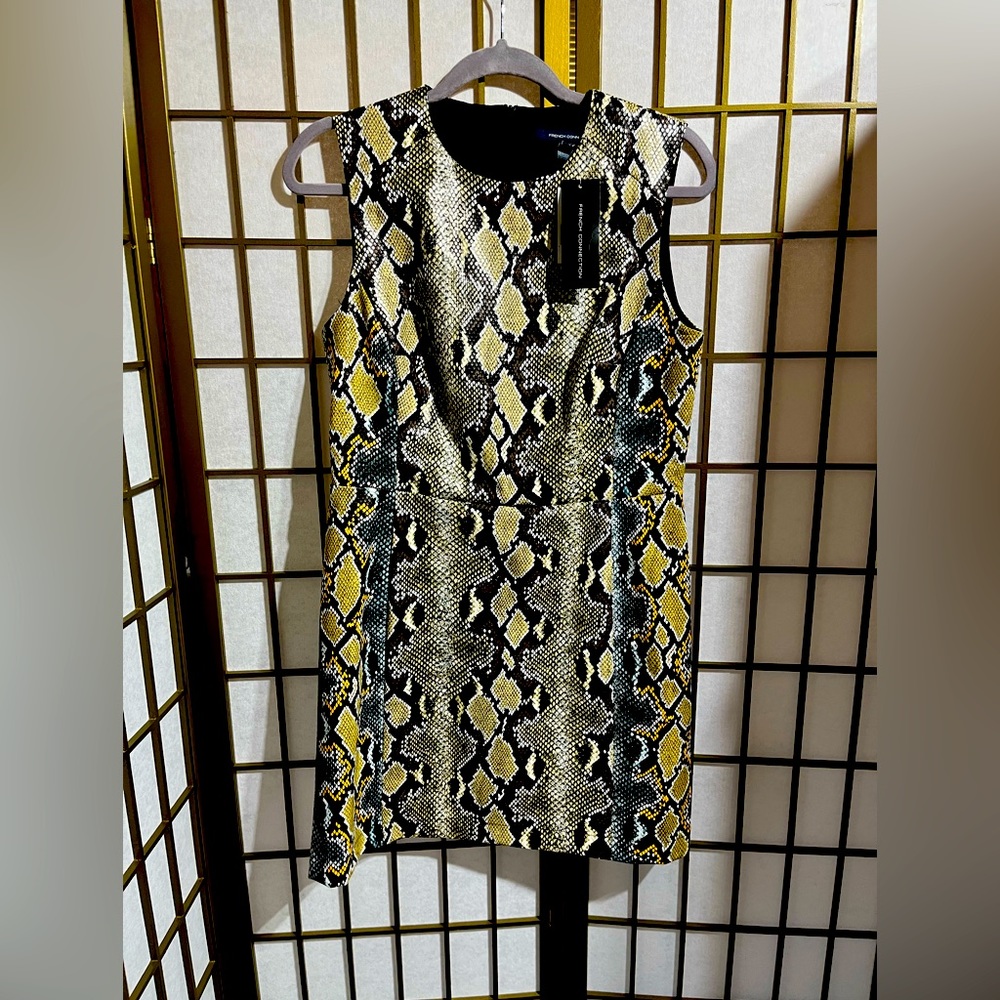 French Connection Sleeveless Snake-print Dress NWT